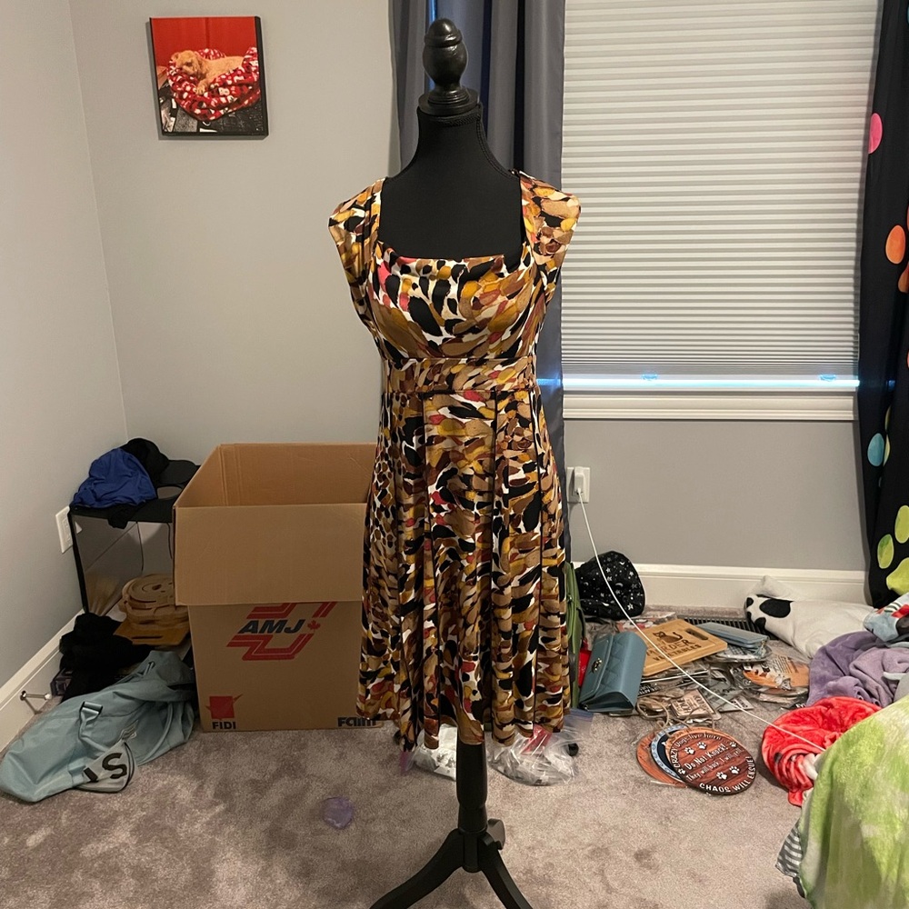 Perceptions Black and Orange Flutter Sleeve Sundress